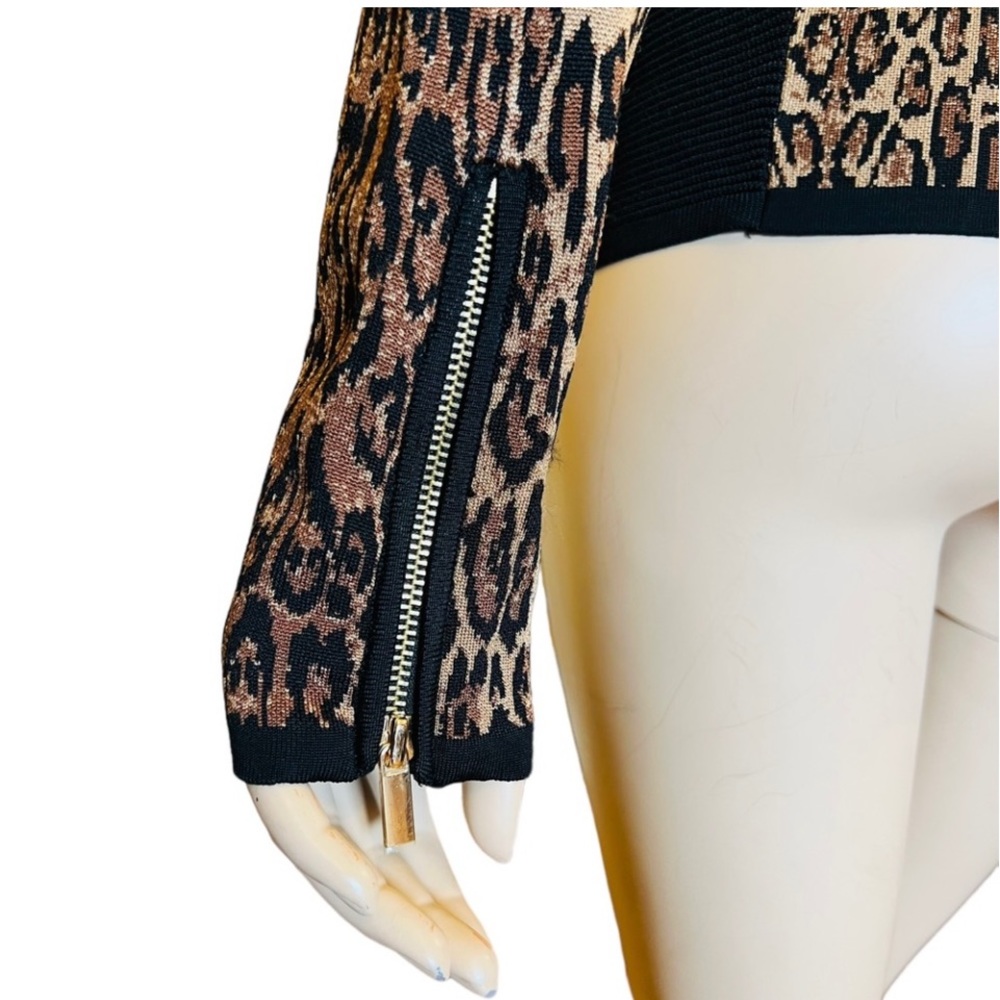 Cach’e Leopard Print Zip Up Sweater Jacket - image 7